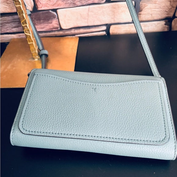 Tory Burch Thea Crossbody and Flat Wallet in Sage Green - Picture 5 of 11